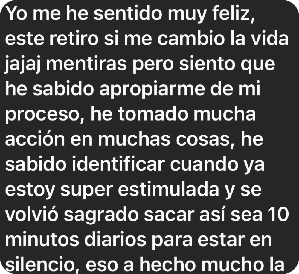 Testimonio de una participante del retiro